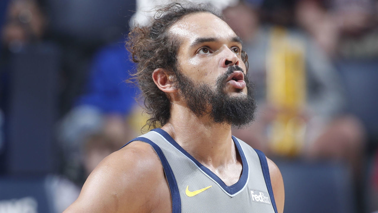 MEMPHIS, TN - MARCH 23: Joakim Noah #55 of the Memphis Grizzlies looks on during the game against the Minnesota Timberwolves at FedExForum on March 23, 2019 in Memphis, Tennessee. Minnesota won 112-99. NOTE TO USER: User expressly acknowledges and agrees that, by downloading and or using the photograph, User is consenting to the terms and conditions of the Getty Images License Agreement.
