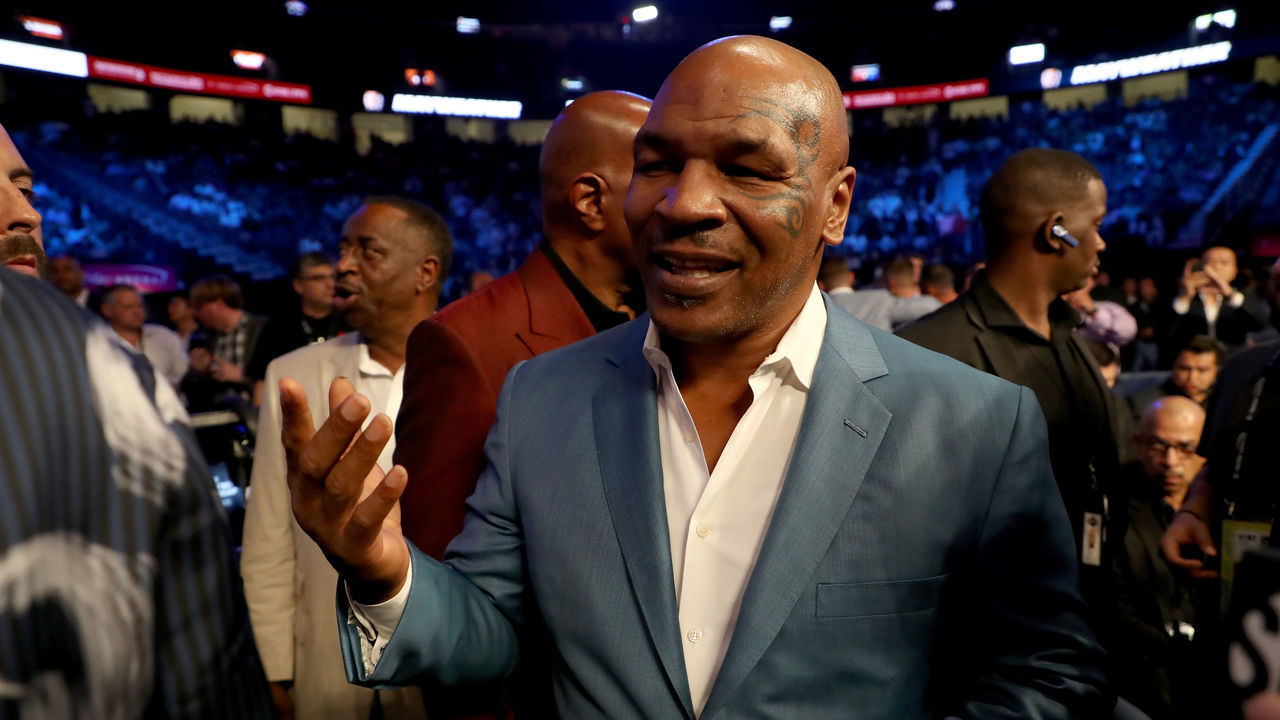 LAS VEGAS, NV - AUGUST 26: Former boxer Mike Tyson attends the super welterweight boxing match between Floyd Mayweather Jr. and Conor McGregor on August 26, 2017 at T-Mobile Arena in Las Vegas, Nevada.