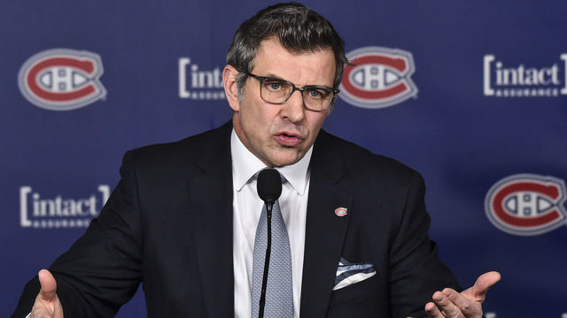 MONTREAL, QC - JANUARY 07: General manager of the Montreal Canadiens Marc Bergevin addresses the media prior to the NHL game at the Bell Centre on January 7, 2018 in Montreal, Quebec, Canada. The Montreal Canadiens defeated the Vancouver Canucks 5-2.