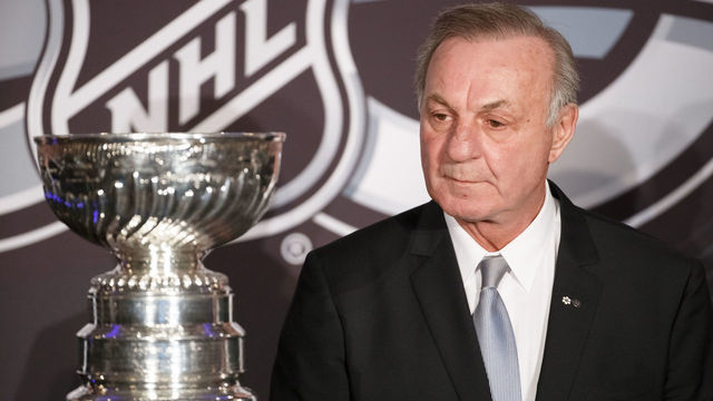 OTTAWA, ON - MARCH 17: Guy Lafleur looks on as he stands with the Stanley Cup during the 2017 Scotiabank NHL 100 Classic announcement at the Chateau Laurier on March 17, 2017 in Ottawa, Ontario, Canada.