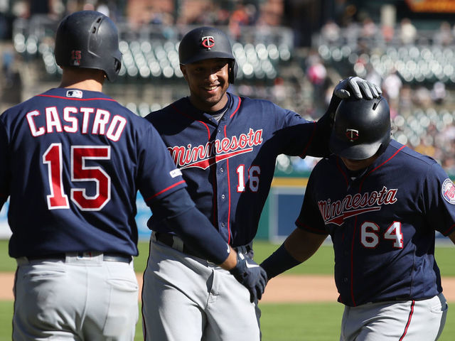 Minnesota Twins' Willians Astudillo (64) runs toward the dugout