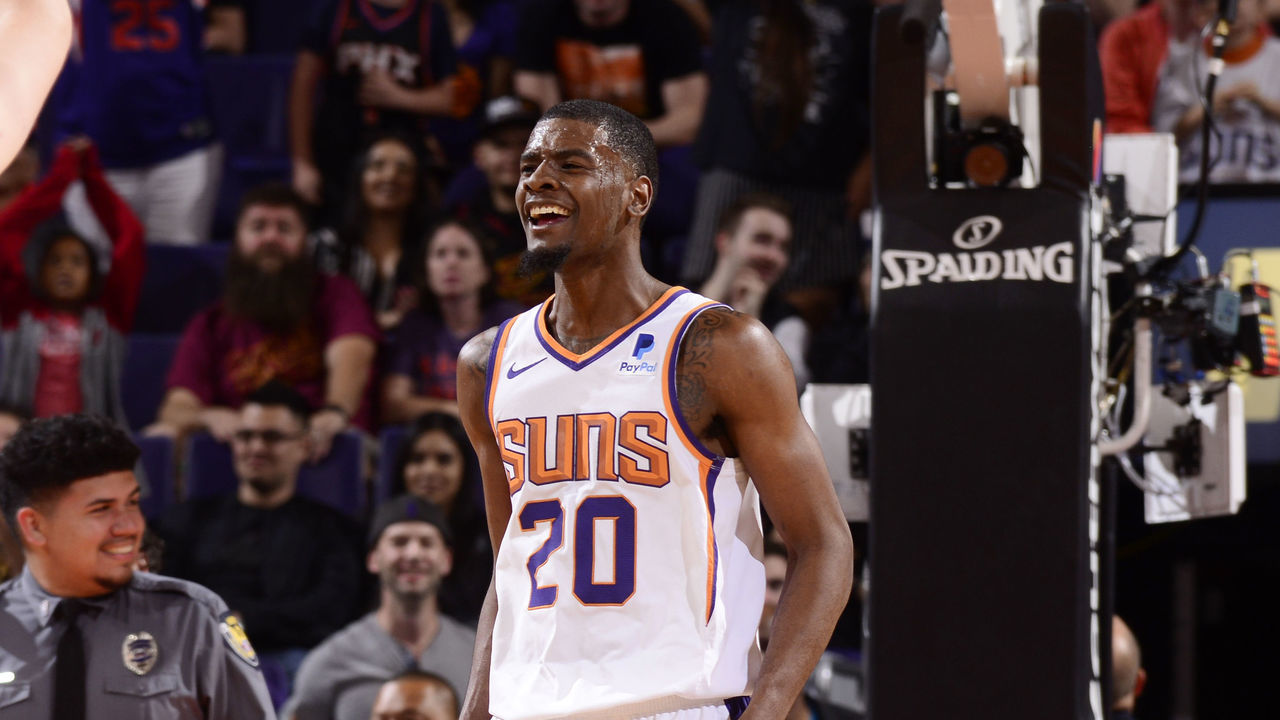 PHOENIX, AZ - APRIL 1: Josh Jackson #20 of the Phoenix Suns reacts during a game against the Cleveland Cavaliers on April 1, 2019 at Talking Stick Resort Arena in Phoenix, Arizona. Mandatory Copyright Notice: Copyright 2019 NBAE