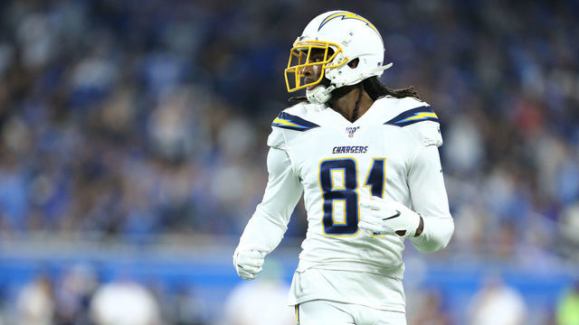 DETROIT, MI - SEPTEMBER 15: Mike Williams #81 of the Los Angeles Chargers in game action in the fourth quarter Detroit Lions at Ford Field on September 15, 2019 in Detroit, Michigan.