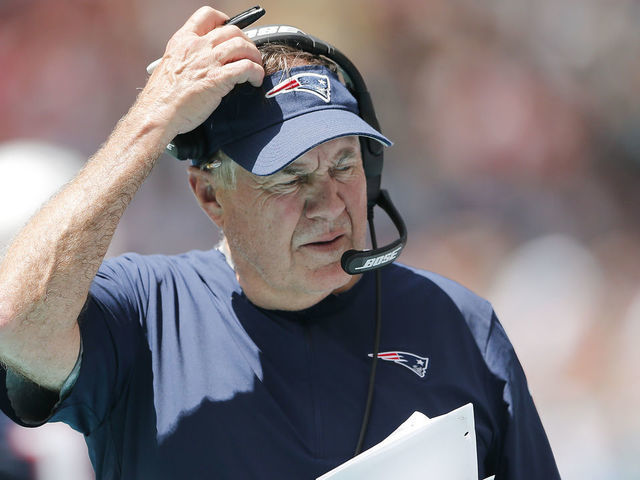 MIAMI, FLORIDA - SEPTEMBER 15: Head coach Bill Belichick of the New England Patriots reacts against the Miami Dolphins at Hard Rock Stadium on September 15, 2019 in Miami, Florida.