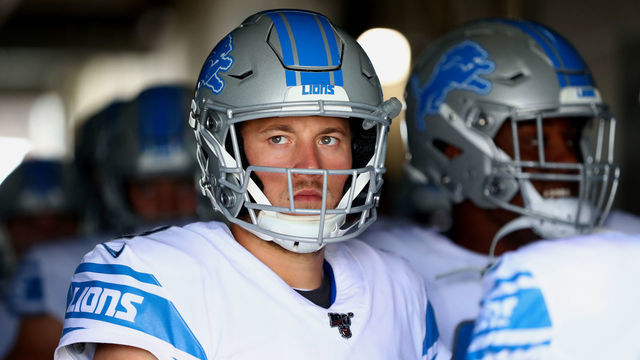PHILADELPHIA, PA - SEPTEMBER 22: Detroit Lions Quarterback Matthew Stafford (9) looks on from the tunnel before the game between the Detroit Lions and Philadelphia Eagles on September 22, 2019 at Lincoln Financial Field in Philadelphia, PA.