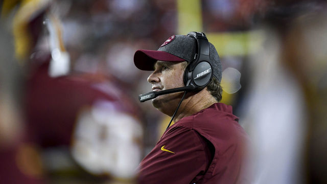 LANDOVER, MD - SEPTEMBER 23: Washington Redskins head coach Jay Gruden during a game against the Chicago Bears at FedEx Field.