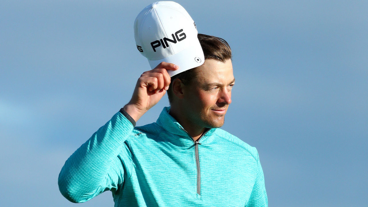 ST ANDREWS, SCOTLAND - SEPTEMBER 28: Victor Perez of France celebrates finishing his round on the 9th hole during Day three of the Alfred Dunhill Links Championship at Kingsbarns Golf Links on September 28, 2019 in St Andrews, United Kingdom.