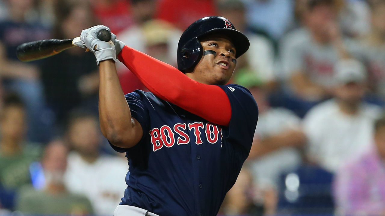 PHILADELPHIA, PA - SEPTEMBER 14: Rafael Devers #11 of the Boston Red Sox in action against the Philadelphia Phillies during a game at Citizens Bank Park on September 14, 2019 in Philadelphia, Pennsylvania.