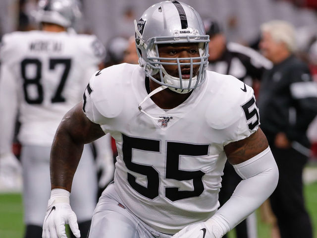 GLENDALE, AZ - AUGUST 15: Oakland Raiders outside linebacker Vontaze Burfict (55) warms up before the NFL preseason football game between the Oakland Raiders and the Arizona Cardinals on August 15, 2019 at State Farm Stadium in Glendale, Arizona.