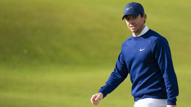 ST ANDREWS, SCOTLAND - SEPTEMBER 28: Rory McIlroy (R) during the third day of the Alfred Dunhill Links Championship at St Andrews Links, on September 28, in St Andrews, Scotland