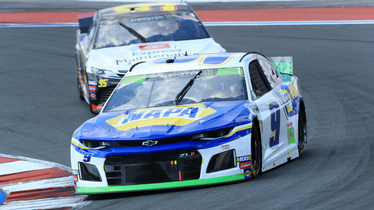 CHARLOTTE, NORTH CAROLINA - SEPTEMBER 29: Chase Elliott, driver of the #9 NAPA Auto Parts Chevrolet, during the Monster Energy NASCAR Cup Series Bank of America ROVAL 400 at Charlotte Motor Speedway on September 29, 2019 in Charlotte, North Carolina.