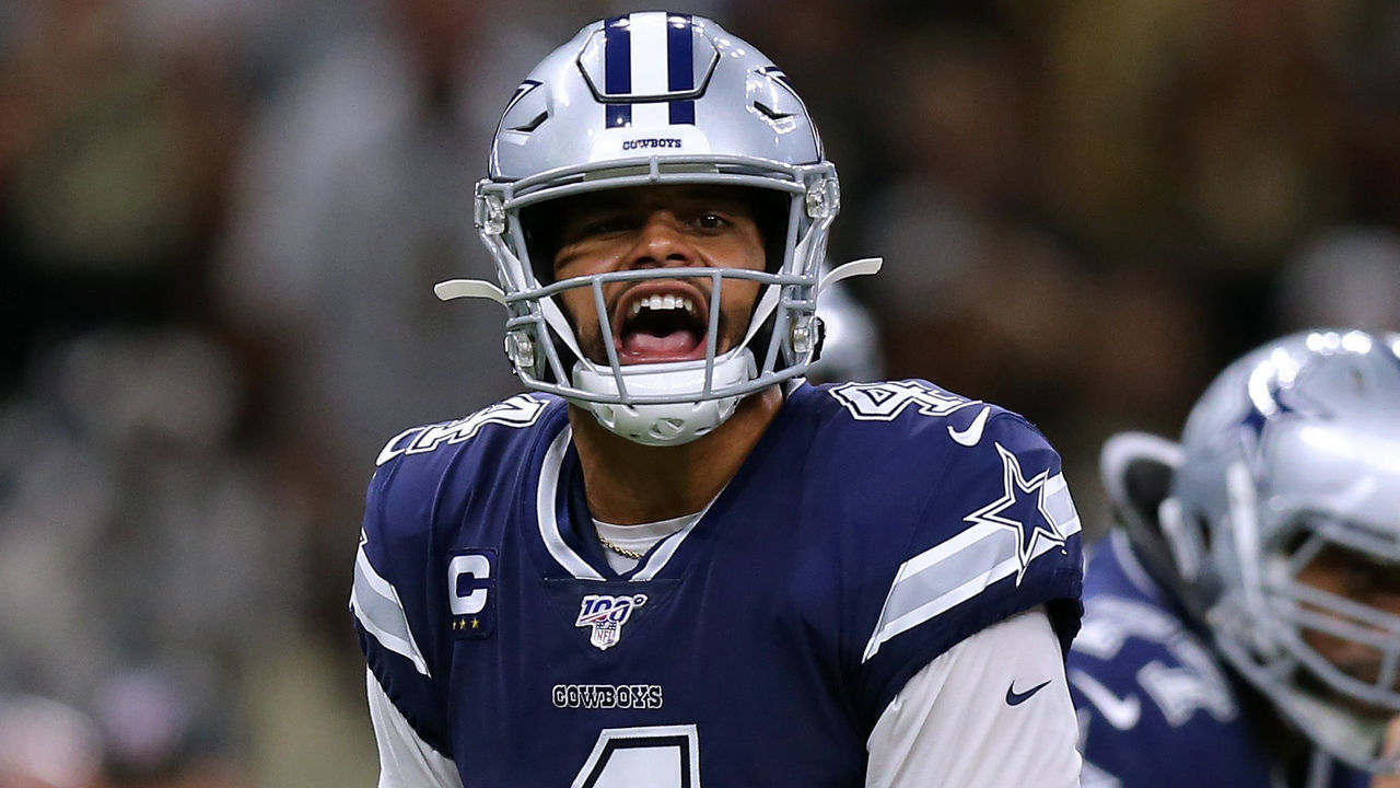 NEW ORLEANS, LOUISIANA - SEPTEMBER 29: Dak Prescott #4 of the Dallas Cowboys reacts during the first half of a game against the New Orleans Saints at the Mercedes Benz Superdome on September 29, 2019 in New Orleans, Louisiana.