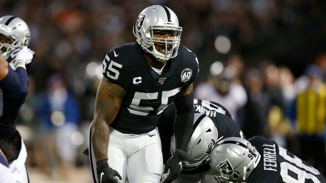 OAKLAND, CALIFORNIA - SEPTEMBER 09: Vontaze Burfict #55 of the Oakland Raiders reacts after making a tackle in the first half of the game against the Denver Broncos at RingCentral Coliseum on September 09, 2019 in Oakland, California.