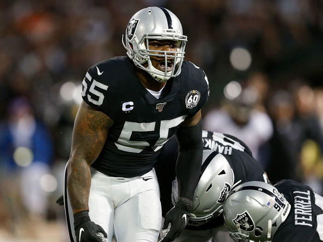 OAKLAND, CALIFORNIA - SEPTEMBER 09: Vontaze Burfict #55 of the Oakland Raiders reacts after making a tackle in the first half of the game against the Denver Broncos at RingCentral Coliseum on September 09, 2019 in Oakland, California.