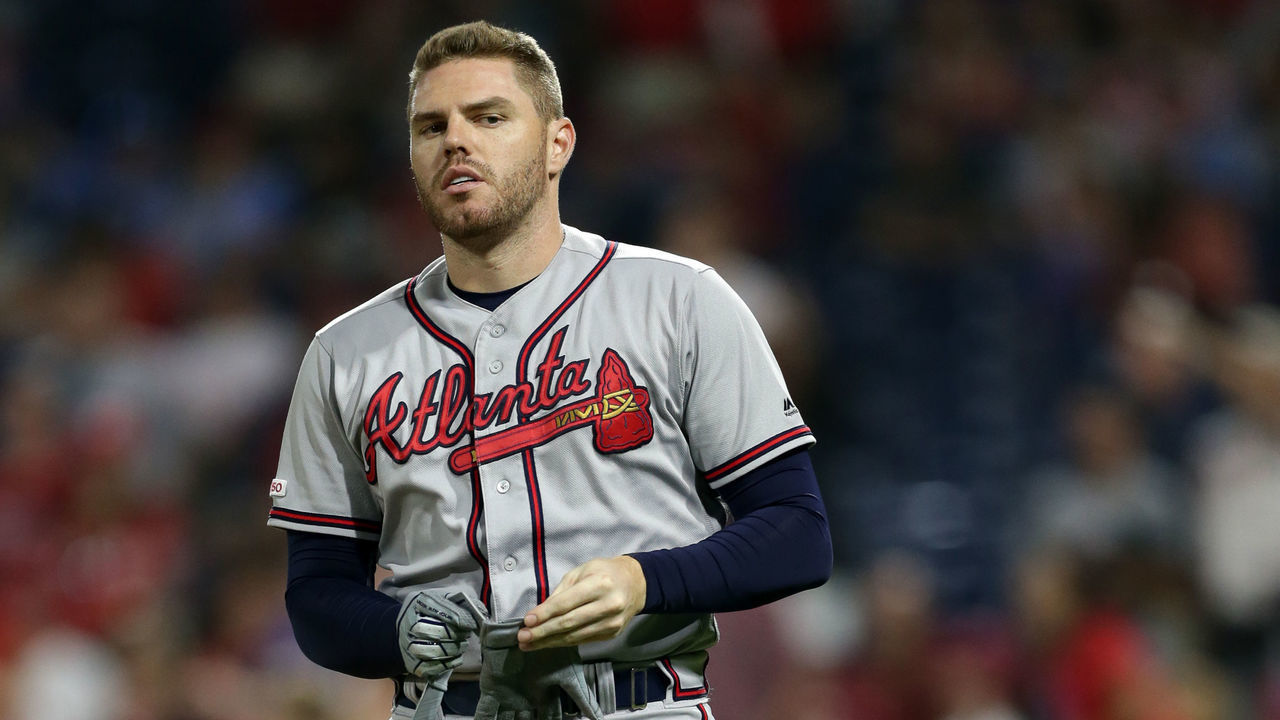 PHILADELPHIA, PA - SEPTEMBER 12: Freddie Freeman #5 of the Atlanta Braves during a game against the Philadelphia Phillies at Citizens Bank Park on September 12, 2019 in Philadelphia, Pennsylvania. The Phillies won 9-5.