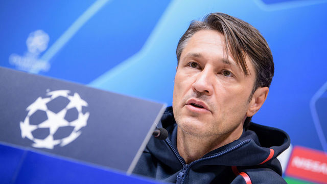 30 September 2019, Great Britain, London: Soccer: Champions League, Tottenham Hotspur - FC Bayern Munich, group stage, group B, 2nd matchday, press conference FC Bayern in Tottenham Hotspur Stadium. Coach Niko Kovac from FC Bayern Munich sits on the podium during the press conference. Photo: Matthias Balk/dpa