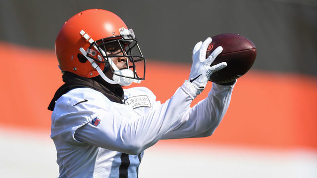 BEREA, OH - JULY 26, 2019: Wide receiver Antonio Callaway #11 of the Cleveland Browns participates in a drill during a training camp practice on July 26, 2019 at the Cleveland Browns training facility in Berea, Ohio. (Photo by: 2019 Nick Cammett/Diamond Images via Getty Images)