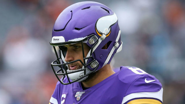 CHICAGO, ILLINOIS - SEPTEMBER 29: Kirk Cousins #8 of the Minnesota Vikings warms up before the game against the Chicago Bears at Soldier Field on September 29, 2019 in Chicago, Illinois.