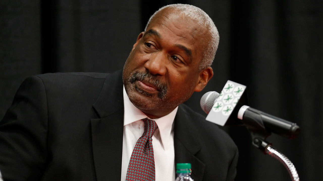 COLUMBUS, OH - DECEMBER 04: Ohio State University athletics director Gene Smith listens during a press conference at Ohio State University on December 4, 2018 in Columbus, Ohio. At the press conference head coach Urban Meyer announced his retirement and offensive coordinator Ryan Day was announced as the next head coach. Meyer will continue to coach until after the Ohio State Buckeyes play in the Rose Bowl.