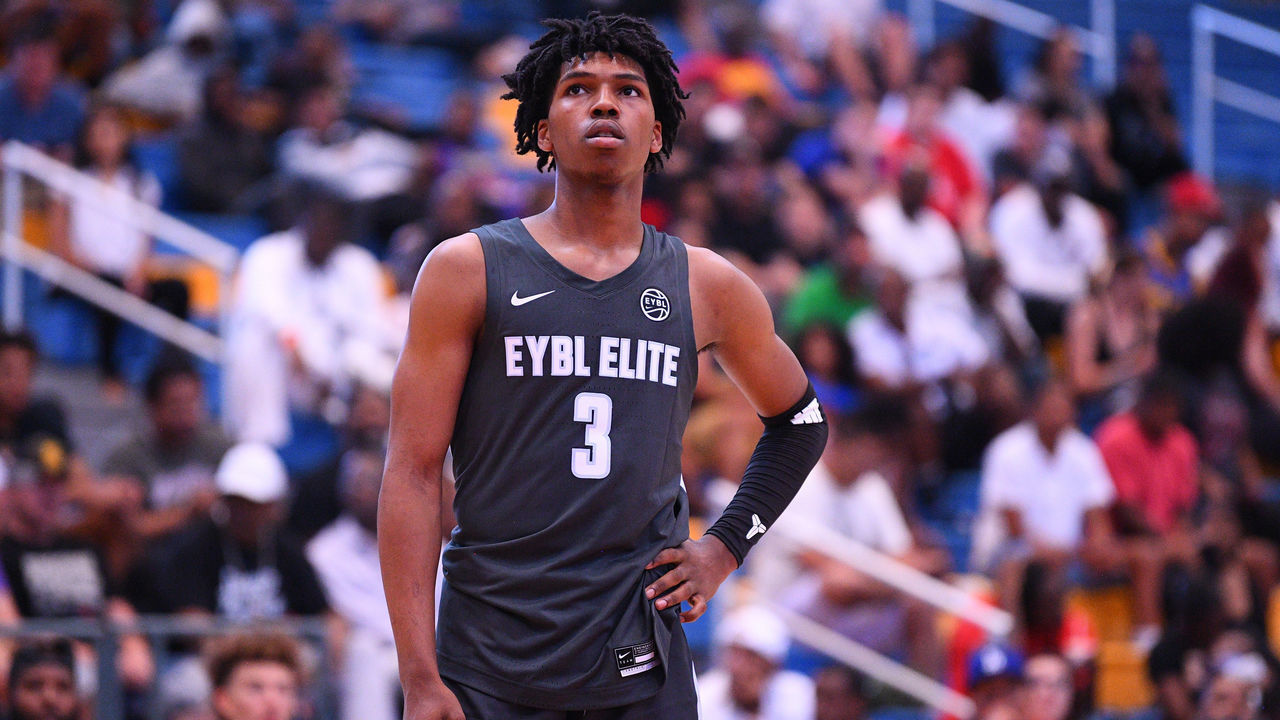 LOS ANGELES, CA - AUGUST 10: Caleb Love looks on during the Nike Academy Showcase Game on August 10, 2019 at the Los Angeles Southwest College in Los Angeles, CA.