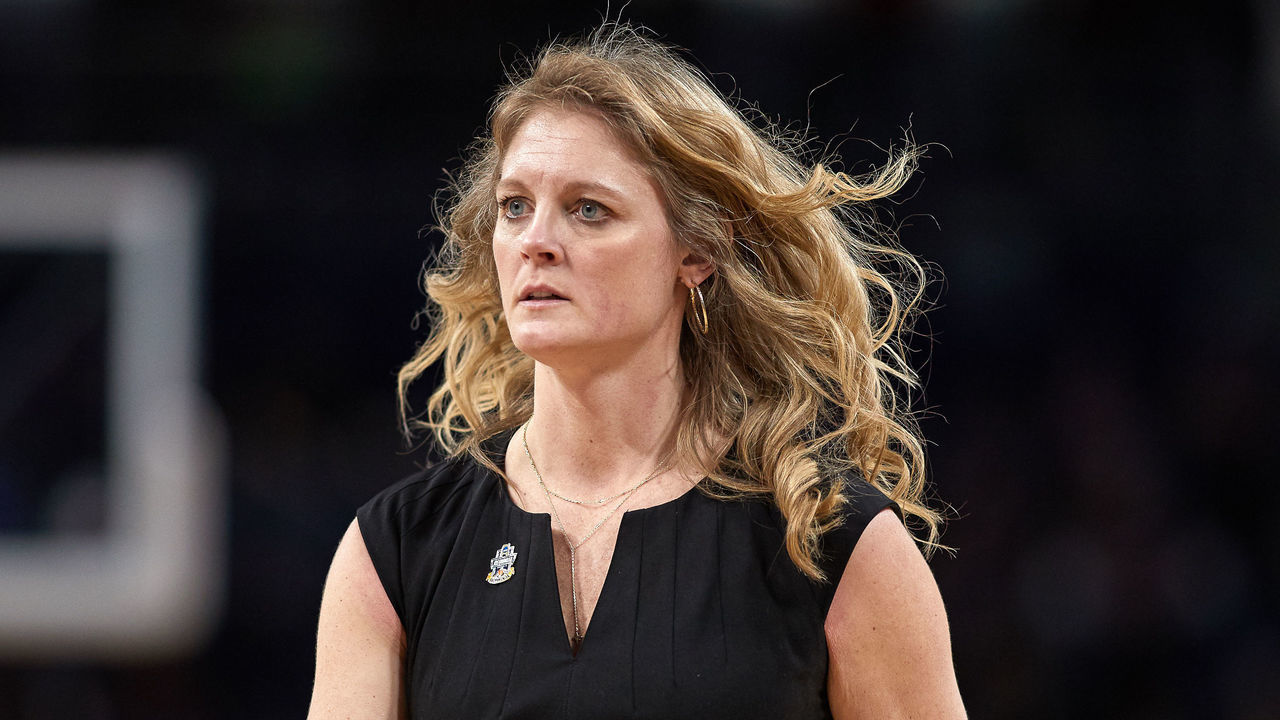 CHICAGO, IL - MARCH 30: Missouri State Lady Bears head coach Kellie Harper looks on in game action during the Women's NCAA Division I Championship - Third Round game between the Missouri State Lady Bears and the Stanford Cardinal on March 30, 2019 at the Wintrust Arena in Chicago, IL.