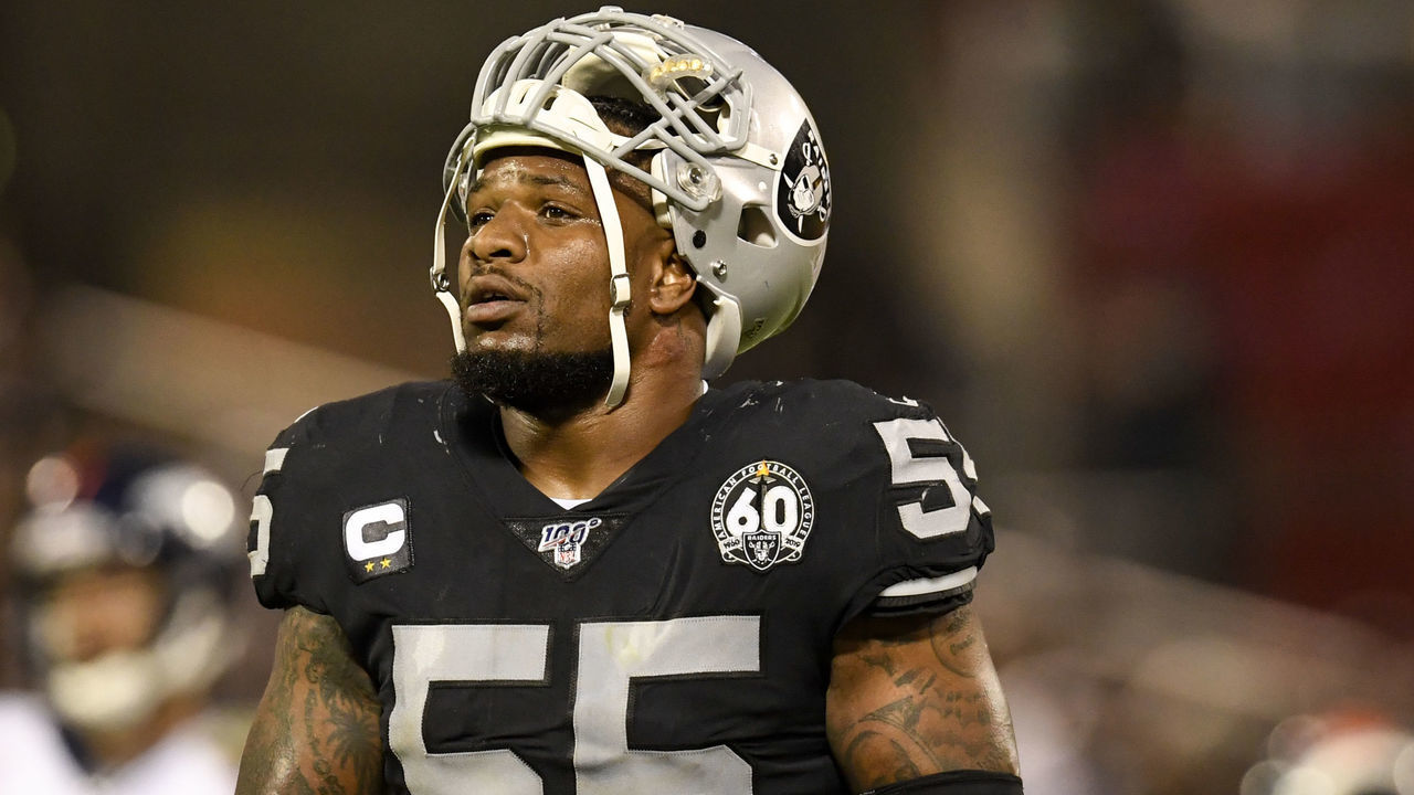 OAKLAND, CA - SEPTEMBER 9: Vontaze Burfict (55) of the Oakland Raiders rests during an injury timeout against the Denver Broncos the second half of the Raiders' 24-16 win on Monday, September 9, 2019.