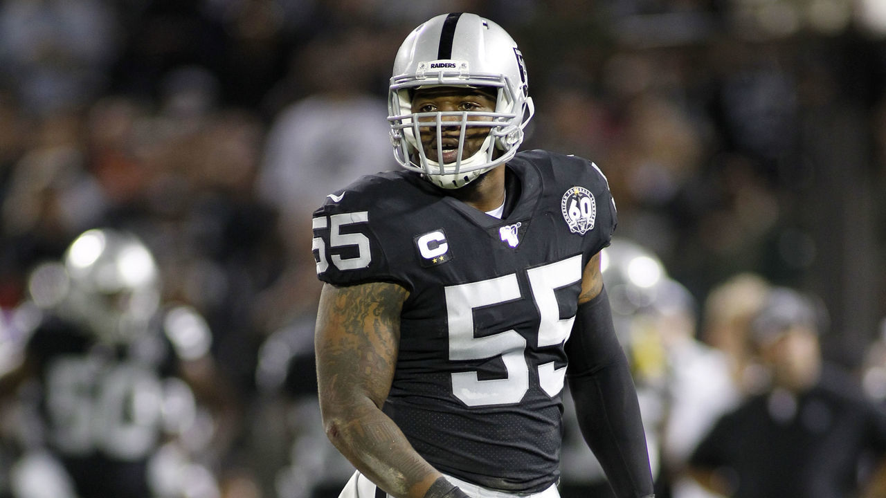 OAKLAND, CA - SEPTEMBER 09: Oakland Raiders Linebacker Vontaze Burfict (55) calls out a defensive adjustment in the Monday Night Football Season Opener between the Denver Broncos and the Oakland Raiders on Sept. 9, 2019 at RingCentral Coliseum in Oakland, CA.
