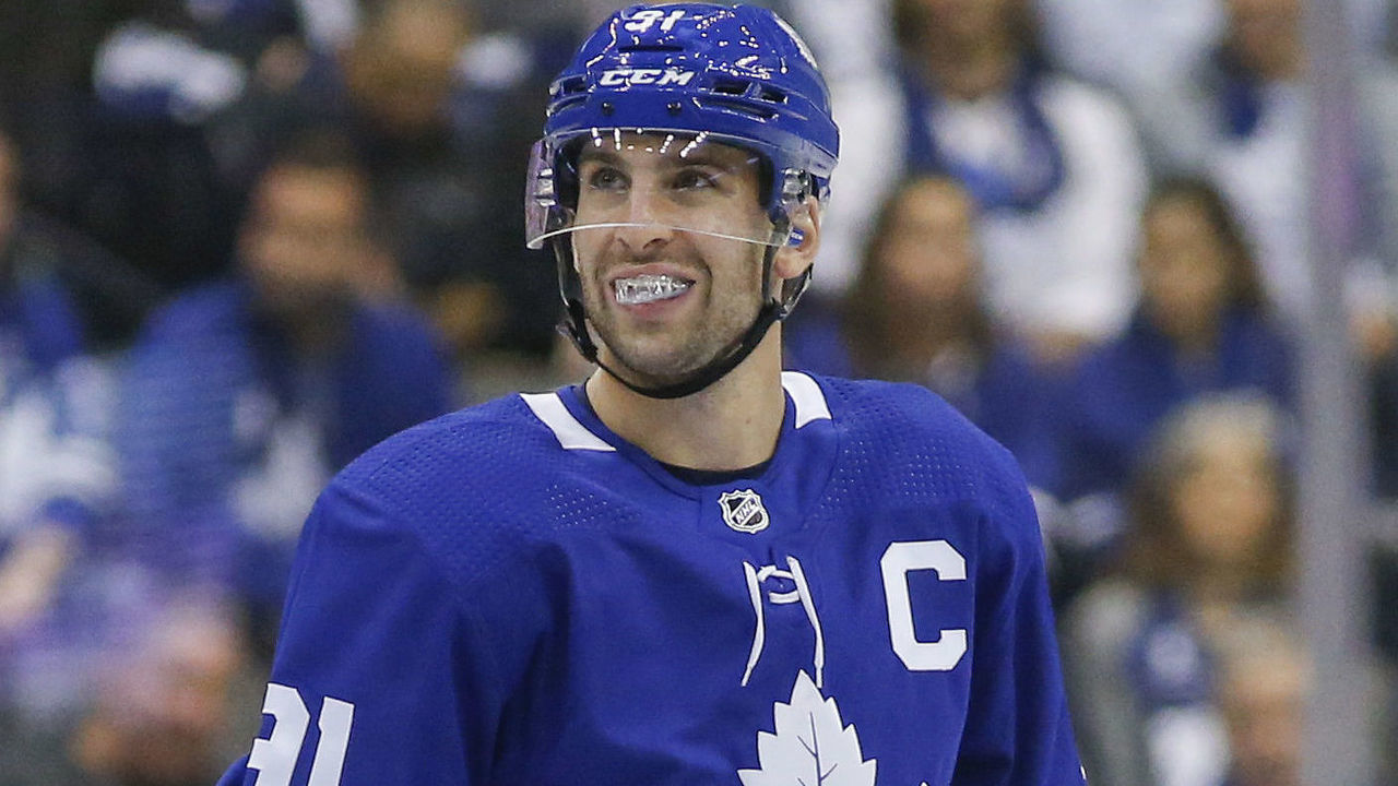TORONTO, ON - OCTOBER 2: Toronto Maple Leafs center John Tavares (91). Toronto Maple Leafs vs Ottawa Senators during 1st period play of NHL regular season action at Scotiabank Arena in Toronto. Toronto Star/Rick Madonik (Rick Madonik/Toronto Star via Getty Images)