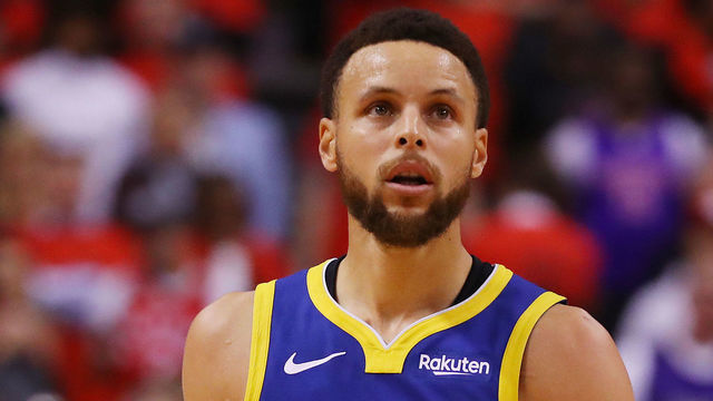 TORONTO, ONTARIO - JUNE 10: Stephen Curry #30 of the Golden State Warriors reacts against the Toronto Raptors in the second half during Game Five of the 2019 NBA Finals at Scotiabank Arena on June 10, 2019 in Toronto, Canada.