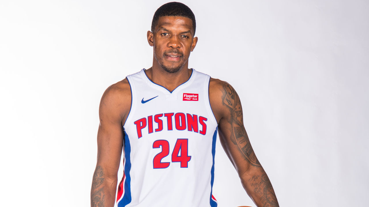 AUBURN HILLS, MICHIGAN - SEPTEMBER 30: Joe Johnson #7 of the Detroit Pistons poses for a portrait during the Detroit Pistons Media Day at Pistons Practice Facility on September 30, 2019 in Auburn Hills, Michigan. Mandatory Copyright Notice: Copyright 2019 NBAE