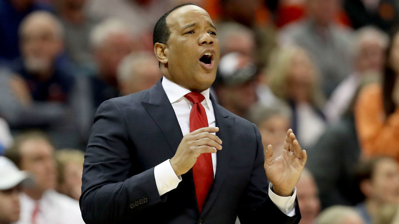 CHARLOTTE, NORTH CAROLINA - MARCH 13: Head coach Kevin Keatts of the NC State Wolfpack reacts during their game against the Clemson Tigers in the second round of the 2019 Men's ACC Basketball Tournament at Spectrum Center on March 13, 2019 in Charlotte, North Carolina.