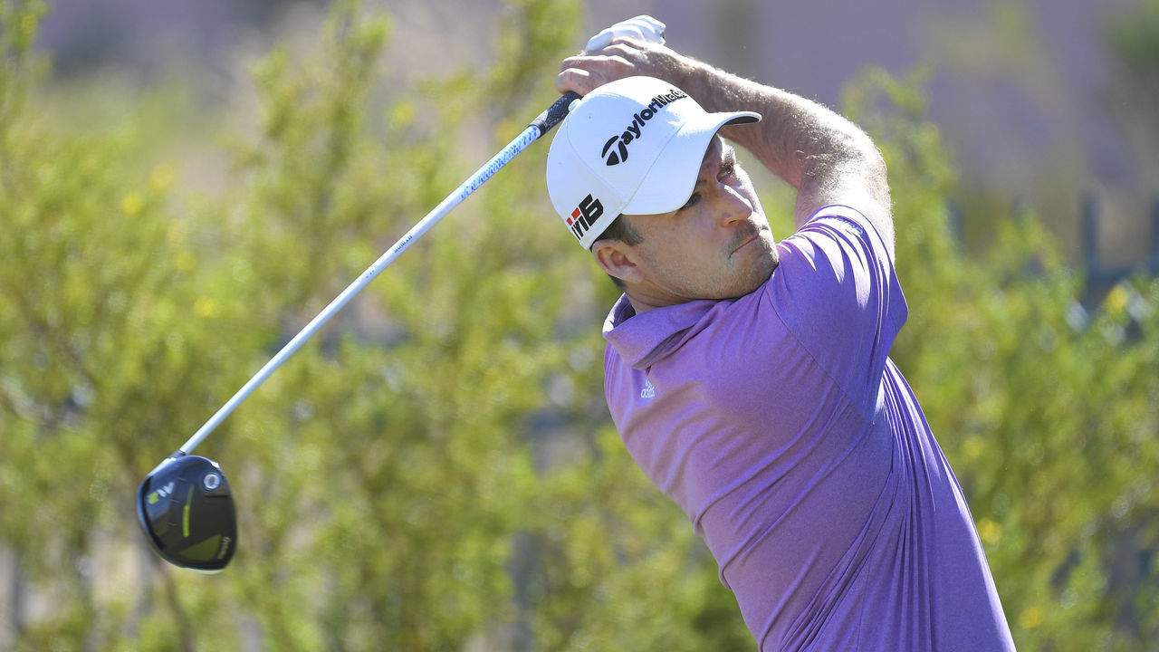LAS VEGAS, NV - OCTOBER 03: Nick Taylor of Canada plays a tee shot on the sixth tee during the first round of the Shriners Hospitals for Children Open at TPC Summerlin on October 3, 2019 in Las Vegas, Nevada.
