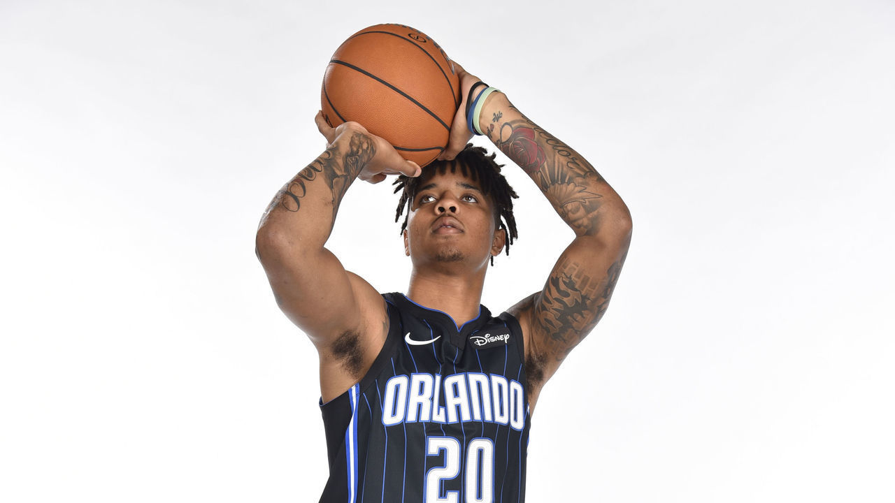 ORLANDO, FL - SEPTEMBER 30: Markelle Fultz #20 of the Orlando Magic poses for a portrait during media day on September 30, 2019 at the Amway Center in Orlando, Florida. NOTE TO USER: User expressly acknowledges and agrees that, by downloading and/or using this photograph, user is consenting to the terms and conditions of the Getty Images License Agreement. Mandatory Copyright Notice: Copyright 2019 NBAE