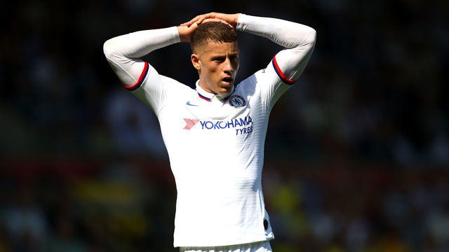 NORWICH, ENGLAND - AUGUST 24: Ross Barkley of Chelsea reacts during the Premier League match between Norwich City and Chelsea FC at Carrow Road on August 24, 2019 in Norwich, United Kingdom.