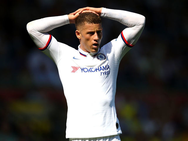 NORWICH, ENGLAND - AUGUST 24: Ross Barkley of Chelsea reacts during the Premier League match between Norwich City and Chelsea FC at Carrow Road on August 24, 2019 in Norwich, United Kingdom.