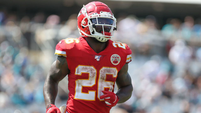 JACKSONVILLE, FL - SEPTEMBER 08: Kansas City Chiefs Running Back Damien Williams (26) during the game between the Kansas City Chiefs and the Jacksonville Jaguars on September 8, 2019 at TIAA Bank Field in Jacksonville, Fl.