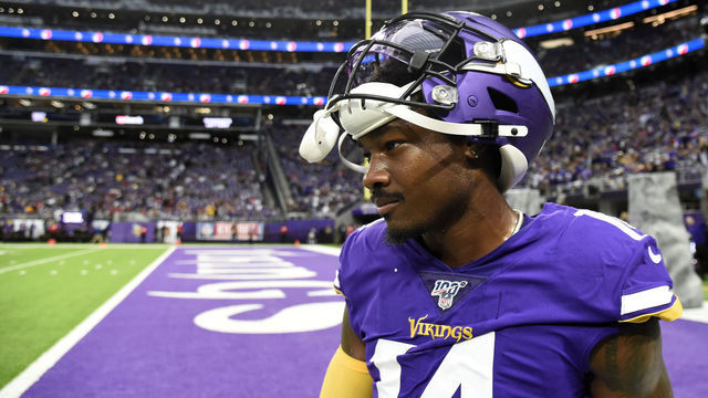 MINNEAPOLIS, MINNESOTA - SEPTEMBER 08: Wide receiver Stefon Diggs #14 of the Minnesota Vikings takes the field against the Atlanta Falcons before the game at U.S. Bank Stadium on September 08, 2019 in Minneapolis, Minnesota.