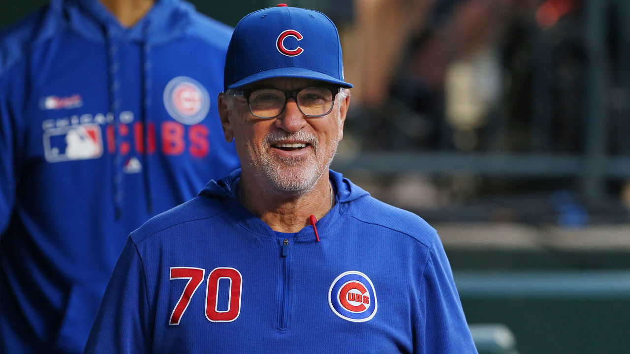 NEW YORK, NY - AUGUST 27: Manager Joe Maddon #70 of the Chicago Cubs during a game against the New York Mets at Citi Field on August 27, 2019 in New York City.
