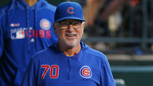 NEW YORK, NY - AUGUST 27: Manager Joe Maddon #70 of the Chicago Cubs during a game against the New York Mets at Citi Field on August 27, 2019 in New York City.