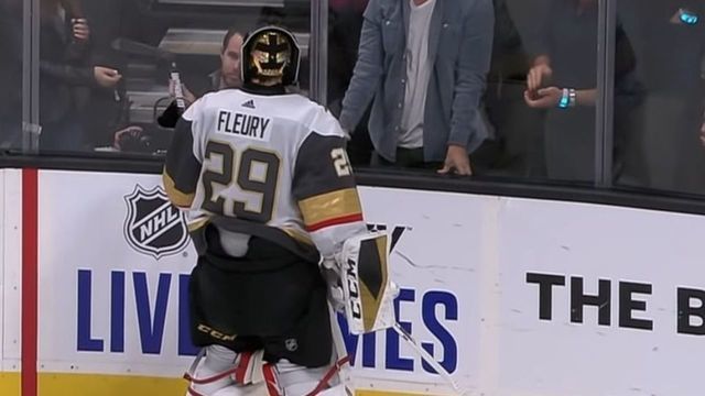 Fleury laughs off giving away Sharks stick: 'We'll just say it was broken'