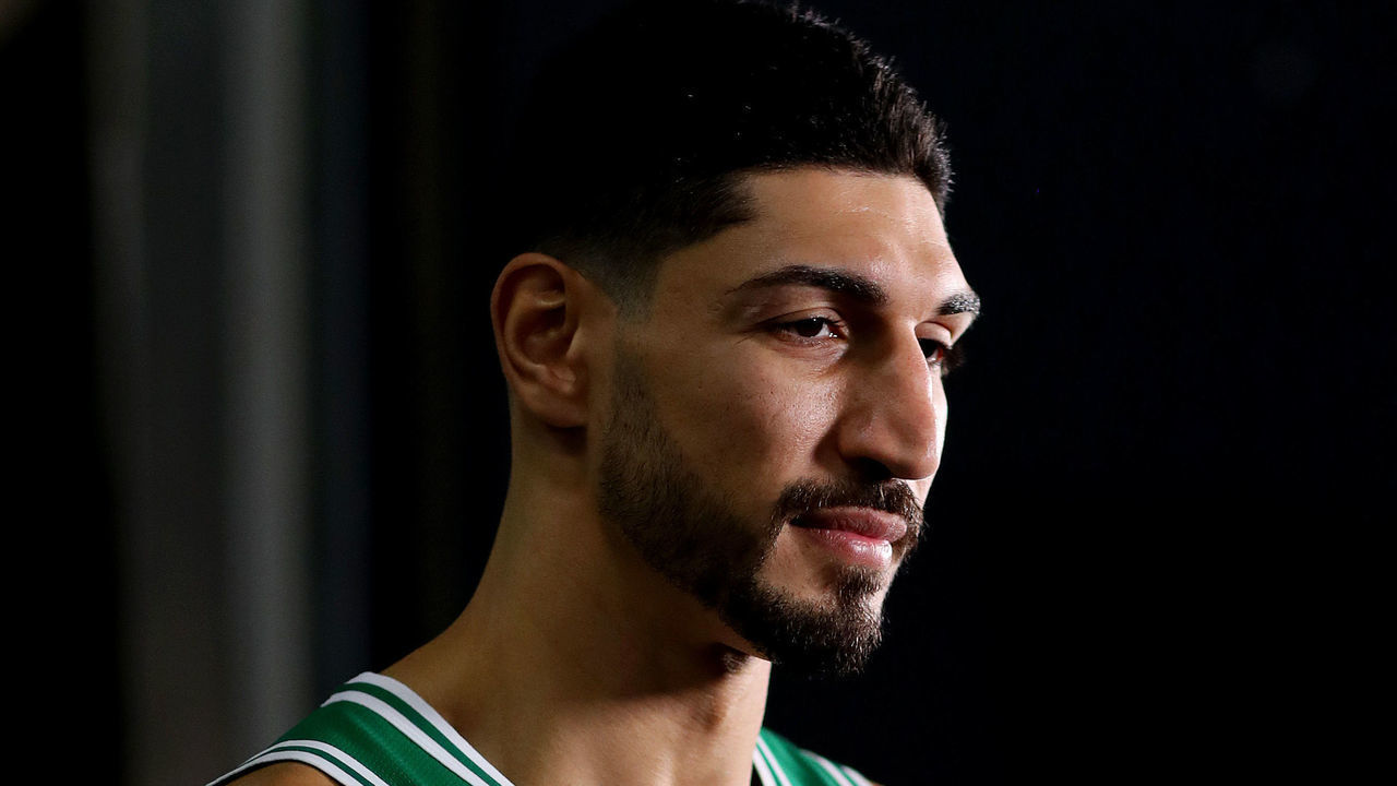 CANTON, MASSACHUSETTS - SEPTEMBER 30: Enes Kanter #11 looks on during Celtics Media Day at High Output Studios on September 30, 2019 in Canton, Massachusetts.