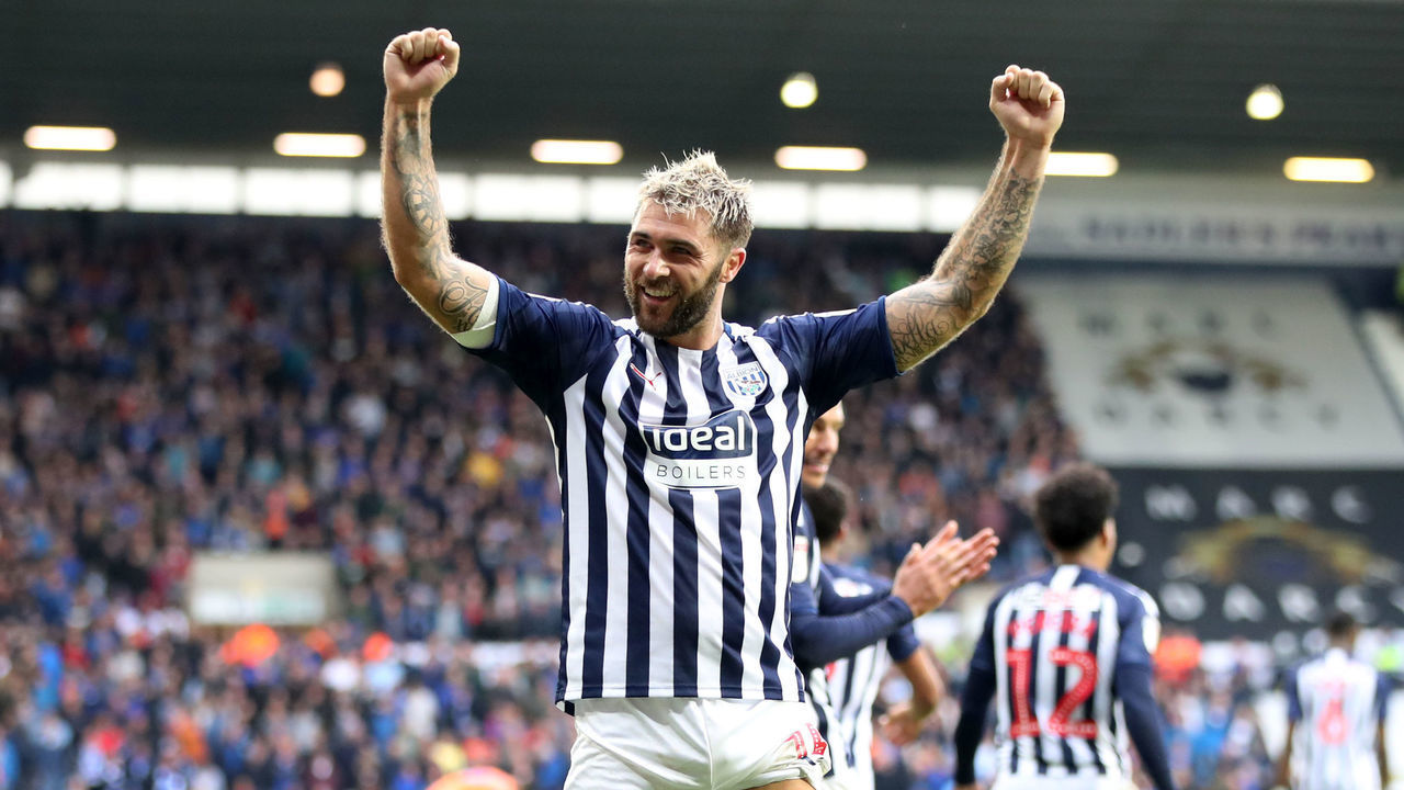 West Bromwich Albion's Charlie Austin celebrates scoring his side's third goal of the game West Bromwich Albion v Cardiff City - Sky Bet Championship - The Hawthorns 05-10-2019 .
