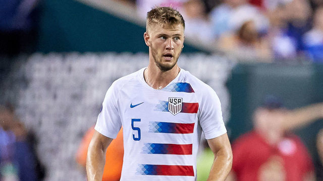 PHILADELPHIA, PA - JUNE 30: United States defender Walker Zimmerman (5) dribbles the ball in game action during the CONCACAF Gold Cup Quarterfinal match between Curacao and The United States on June 30, 2019 at Lincoln Financial Field in Philadelphia, PA.