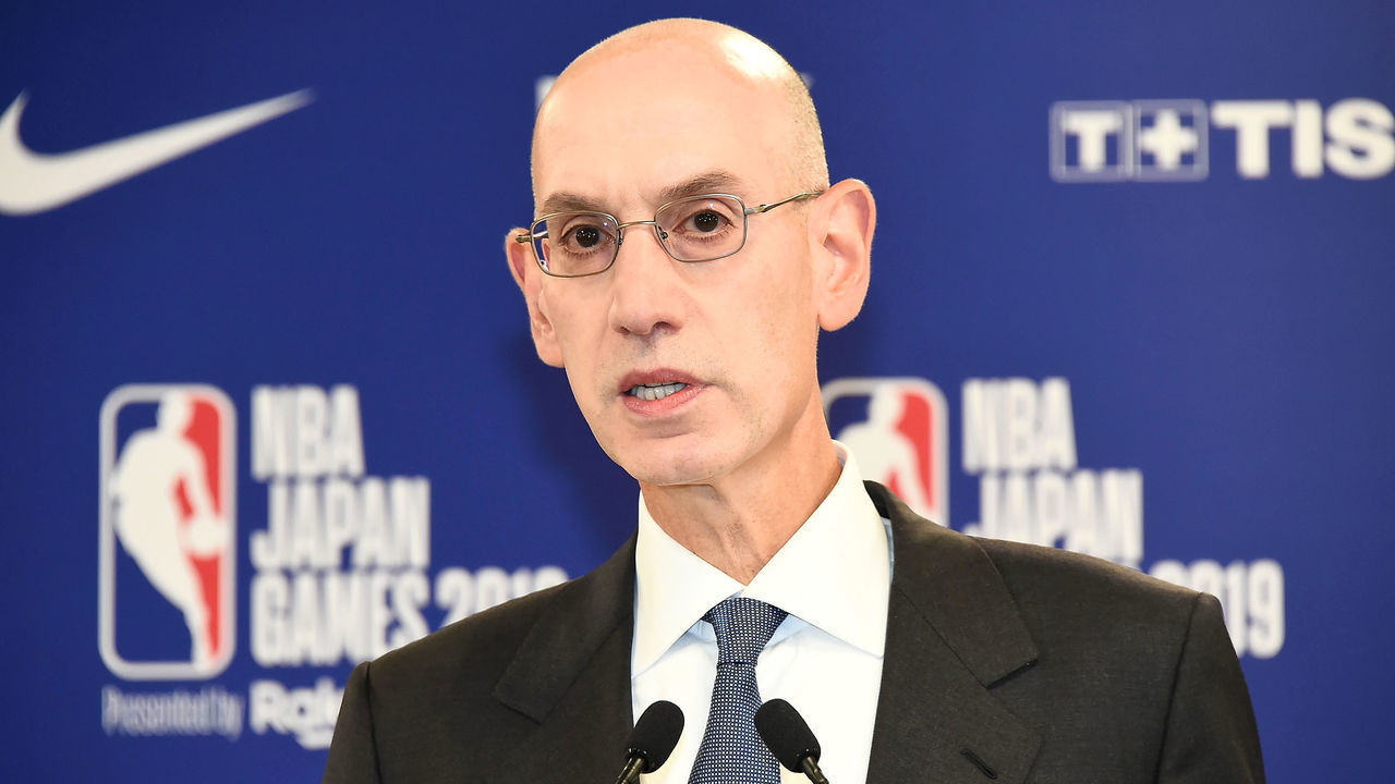 SAITAMA, JAPAN - OCTOBER 08: NBA commissioner Adam Silver attends the pre-game press conference at Saitama Super Arena on October 8, 2019 in Saitama, Japan.