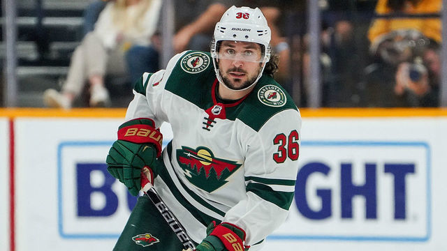 NASHVILLE, TN - OCTOBER 3: Mats Zuccarello #36 of the Minnesota Wild skates against the Nashville Predators at Bridgestone Arena on October 3, 2019 in Nashville, Tennessee.