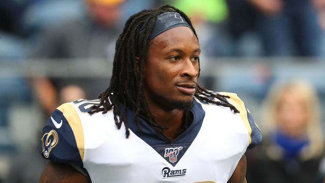 SEATTLE, WASHINGTON - OCTOBER 03: Todd Gurley #30 of the Los Angeles Rams looks on prior to taking on the Seattle Seahawks during their game at CenturyLink Field on October 03, 2019 in Seattle, Washington.