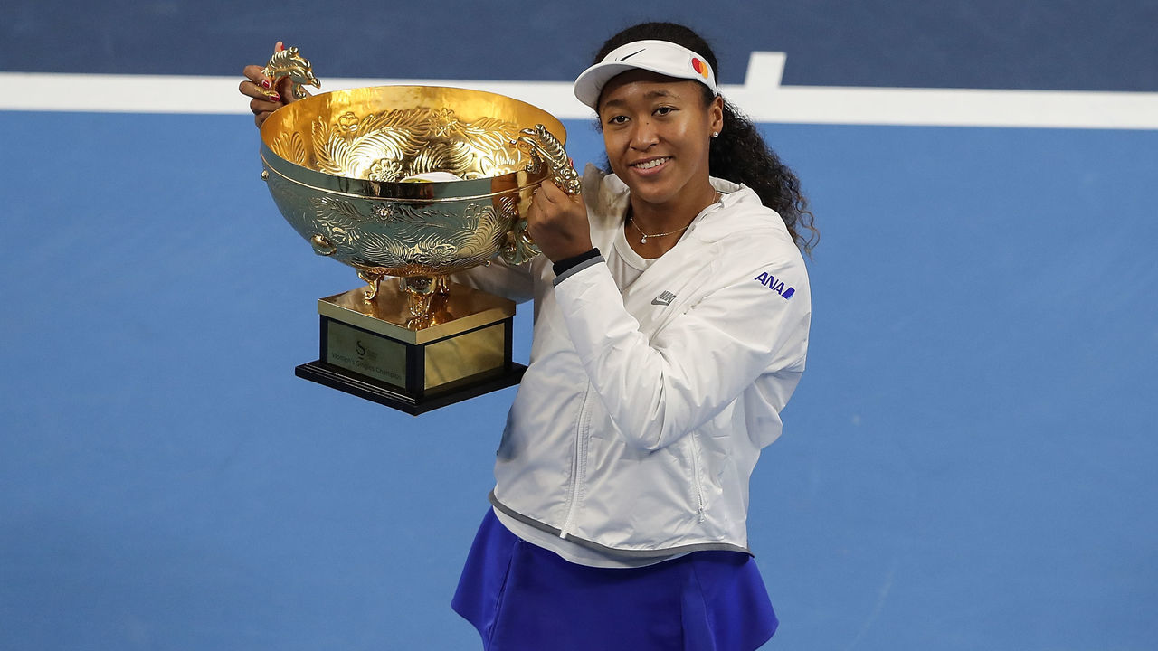 BEIJING, CHINA - OCTOBER 06: Naomi Osaka of Japan celebrates after winning the Women's singles final match against Ashleigh Barty of Australia at the China National Tennis Center on October 06, 2019 in Beijing, China.