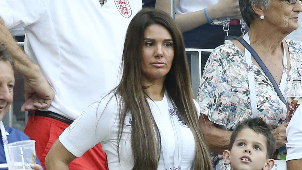MOSCOW, RUSSIA - JULY 11: Rebekah Vardy, wife of Jamie Vardy of England during the 2018 FIFA World Cup Russia Semi Final match between England and Croatia at Luzhniki Stadium on July 11, 2018 in Moscow, Russia.