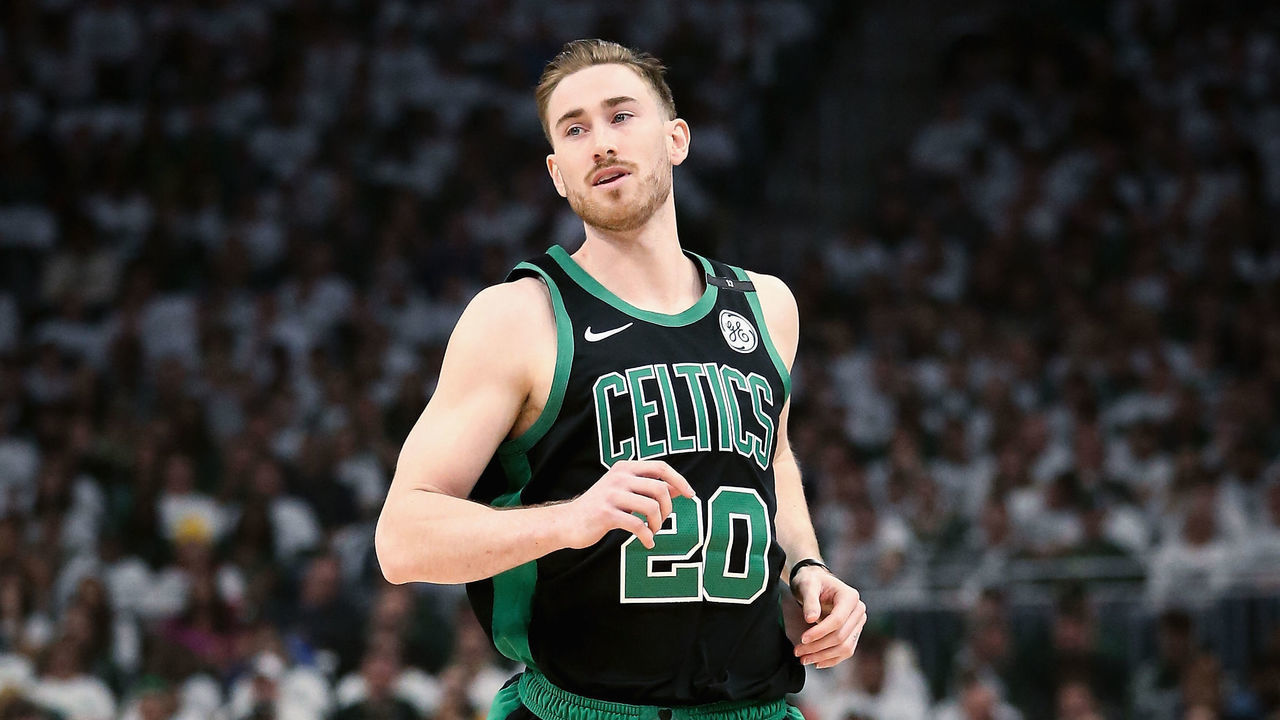 MILWAUKEE, WISCONSIN - APRIL 28: Gordon Hayward #20 of the Boston Celtics jogs across the court in the first quarter against the Milwaukee Bucks during Game One of Round Two of the 2019 NBA Playoffs at the Fiserv Forum on April 28, 2019 in Milwaukee, Wisconsin.