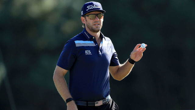 HUMBLE, TEXAS - OCTOBER 12: Lanto Griffin acknowledges the crowd on the 15th hole during the third round of the Houston Open at the Golf Club of Houston on October 12, 2019 in Humble, Texas.